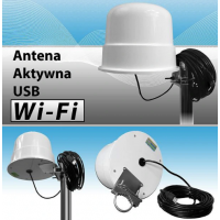 Dookólna Antena aktywna 14 dbi 5m USB do 6 km High Power